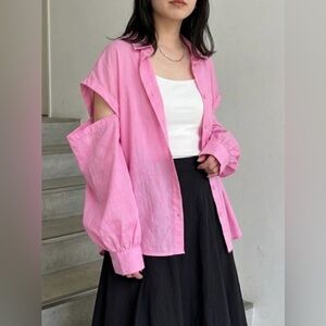 Fuchsia Open Sleeve Button Down Shirt from Japan